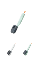 Shoe cleaning brush with dimensions and color options.