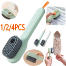Shoe cleaning brush with liquid dispenser.