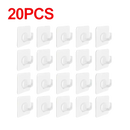 Twenty clear adhesive hooks.