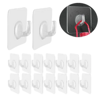 Transparent adhesive wall hooks.