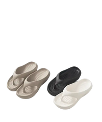 Assorted flip-flop sandals.
