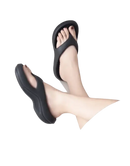 Black platform flip-flops.