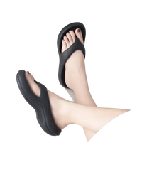 Black platform flip-flops.