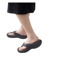 Black platform flip-flops.