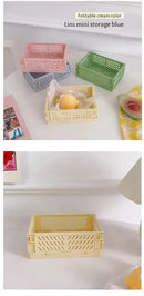 6 Color Organizing Storage Baskets Case Folding Student Desktop Basket Tape Stationery Plastic Foldable Container
