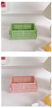 6 Color Organizing Storage Baskets Case Folding Student Desktop Basket Tape Stationery Plastic Foldable Container
