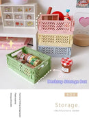 6 Color Organizing Storage Baskets Case Folding Student Desktop Basket Tape Stationery Plastic Foldable Container