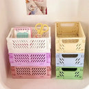6 Color Organizing Storage Baskets Case Folding Student Desktop Basket Tape Stationery Plastic Foldable Container