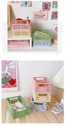 6 Color Organizing Storage Baskets Case Folding Student Desktop Basket Tape Stationery Plastic Foldable Container
