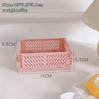 6 Color Organizing Storage Baskets Case Folding Student Desktop Basket Tape Stationery Plastic Foldable Container