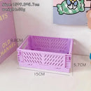 6 Color Organizing Storage Baskets Case Folding Student Desktop Basket Tape Stationery Plastic Foldable Container