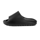 Black rubber slide sandal.
