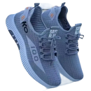 Gray athletic shoes.