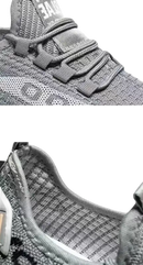 Gray knit sneaker details.