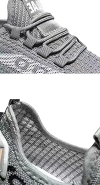 Gray knit sneaker details.