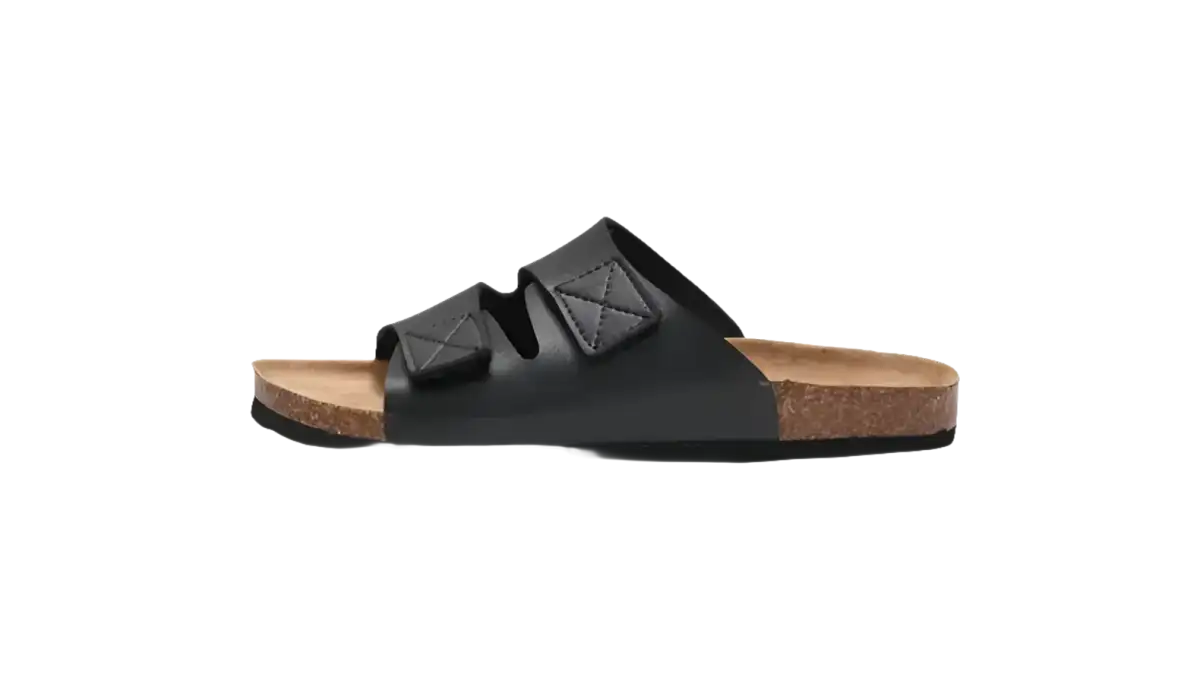Black double-strap sandal.