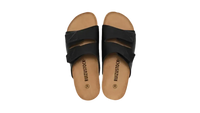 Black double-strap sandals.