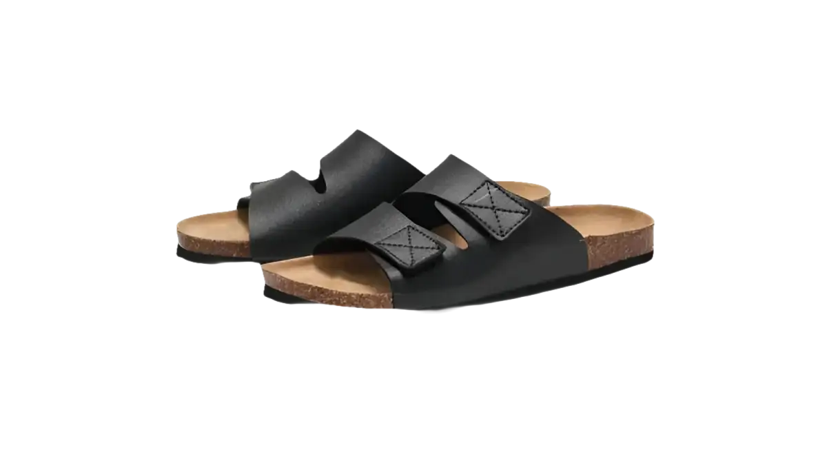 Black, two-strap sandals.