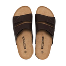 Brown double-strap sandals.