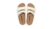 Pair of white, open-toed sandals.