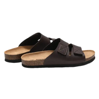 Brown leather sandals.