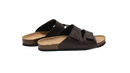 Brown leather sandals.