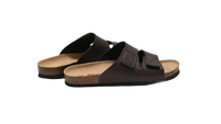 Brown leather sandals.