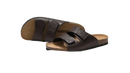 Brown leather sandals with cork soles.