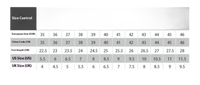 Shoe size conversion chart.