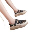 Black leather platform sandals.