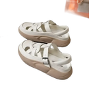 Pair of white leather platform sandals.
