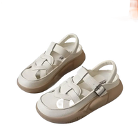 Pair of white platform sandals.