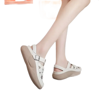 Women’s white leather sandals.