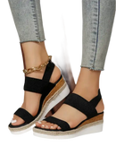 Black platform sandals.