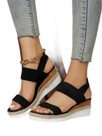 Black platform sandals.