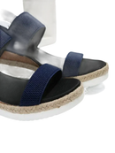 Navy blue espadrille wedge sandals.