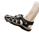 Black leather fisherman sandal.