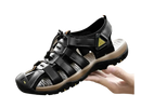 Black leather fisherman sandal.