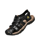 Black leather fisherman sandal.