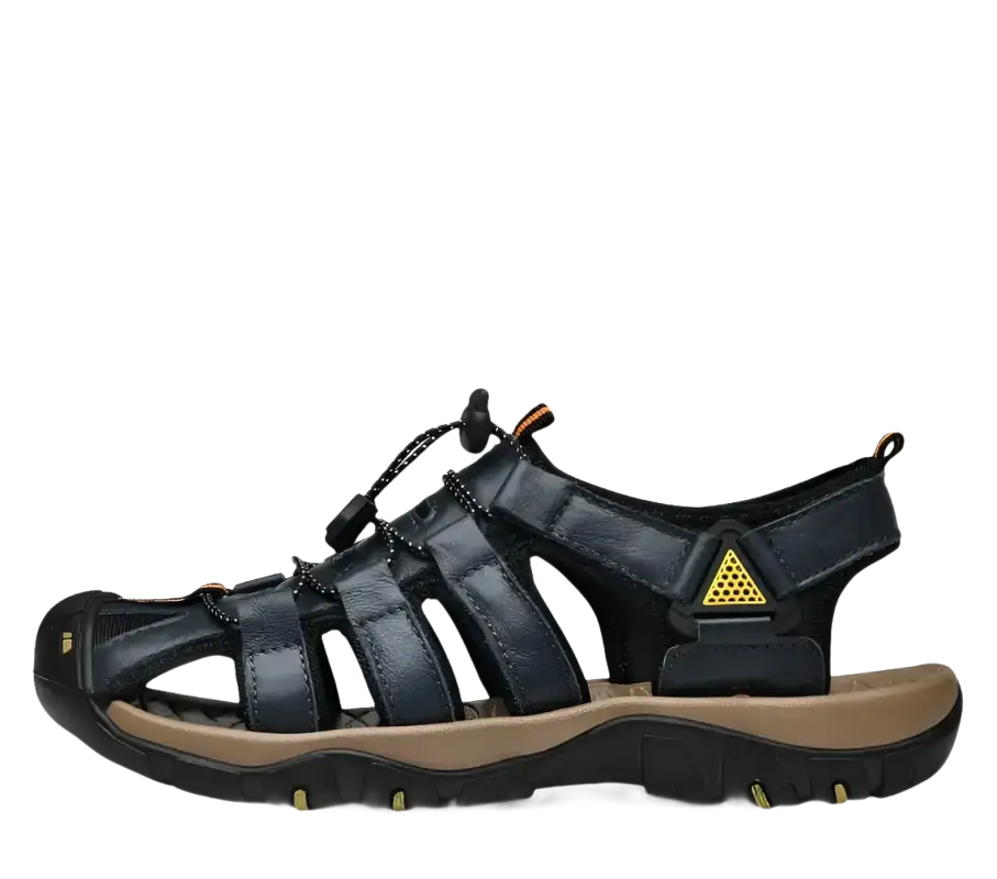 Blue leather fisherman sandal.