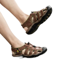 Brown leather fisherman sandals.