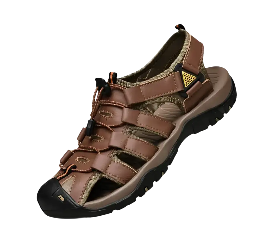 Brown leather fisherman sandal.
