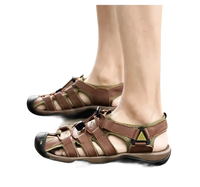 Brown leather fisherman sandals.