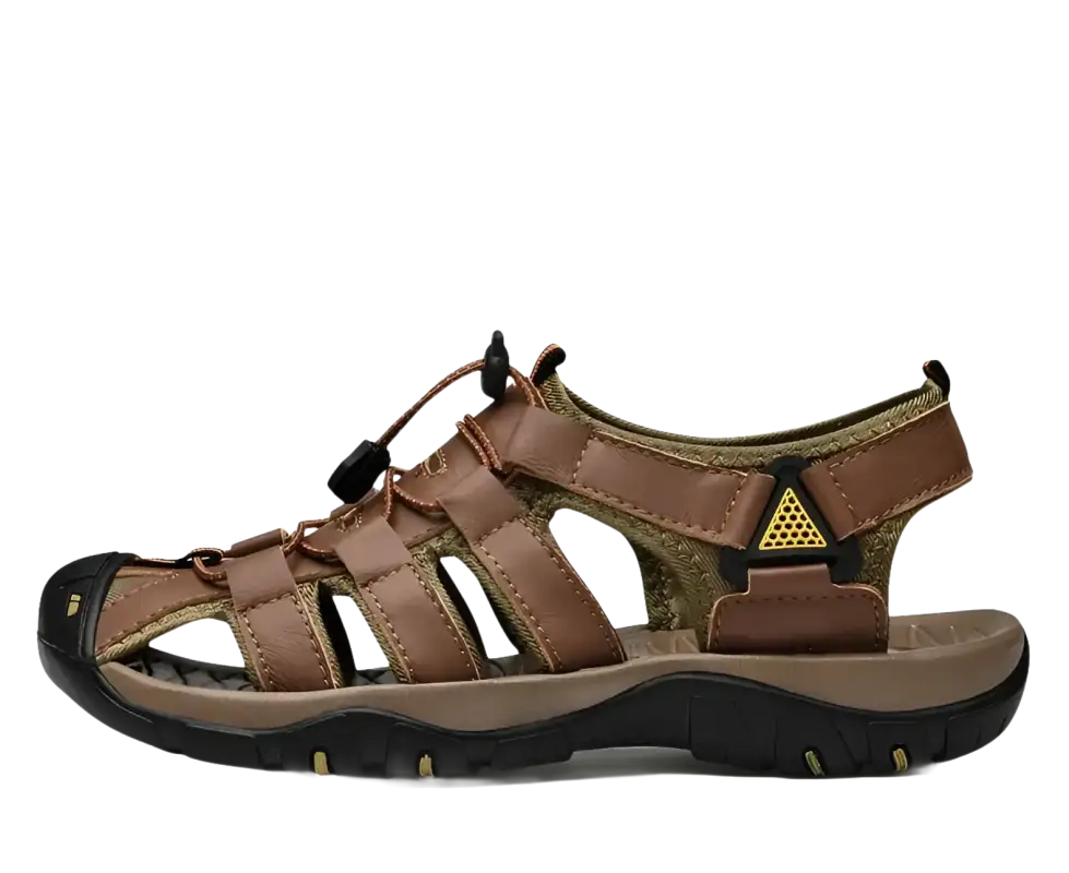 Brown leather fisherman sandal.