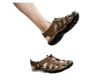Brown leather fisherman sandals.