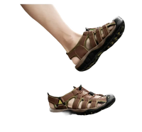 Brown leather fisherman sandals.