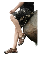 Brown leather fisherman sandals.