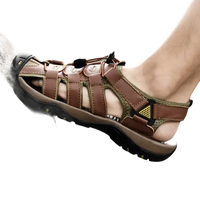 Brown leather sandal.