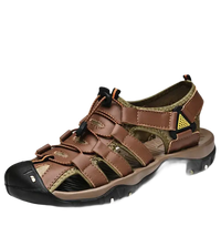 Brown leather outdoor sandal.