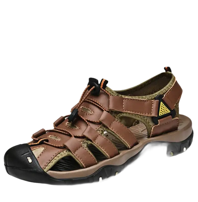 Brown leather outdoor sandal.